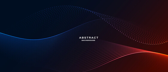 Wall Mural - Colorful gradient wave lines on dark modern background