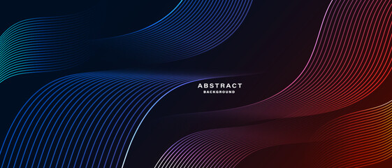Wall Mural - colorful gradient wave lines on dark modern background