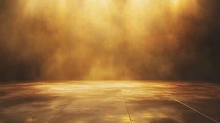 Wall Mural - golden spotlight illuminates smoky, textured floor.