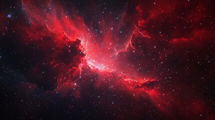 a red galaxy nebula wallpaper with cosmic dust and stars