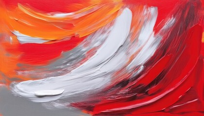 Wall Mural - vibrant red and orange abstract brushstroke explosion with white accents for bold wall art or digita