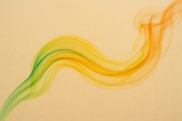 Fototapete - Abstract Orange and Green Wave on Beige Background