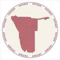 Poster - Namibia round logo design. Country shape build of rings. Namibia text around the country. Vector Illustration.