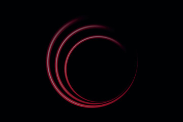 Poster - Circular light trail. Red neon circle of light. Red glowing rings of light rotate.