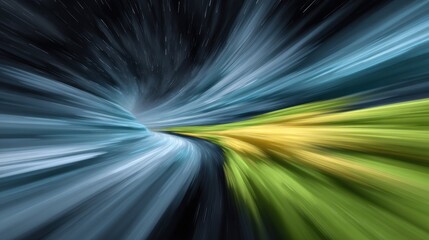 Poster - Dynamic Motion of Vibrant Blue and Green Light Rays Abstract Art Digital Imagery Futuristic Environment