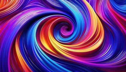 Wall Mural - vibrant neon swirl of glossy abstract waves in vivid blue purple and orange for modern design or tec