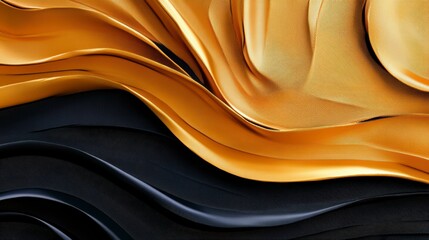Poster - Abstract gold and black wavy background.