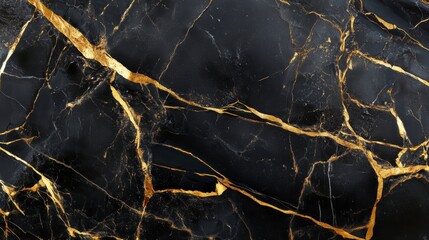 Wall Mural - close-up of black marble with gold veins. (1)