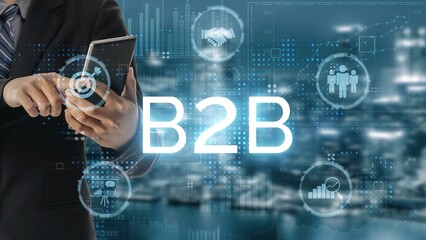 Poster - B2B strategy and technology transforming business-to-business operations, optimizing communication, and enhancing market efficiency with digital B2B tools and innovation. Muxer