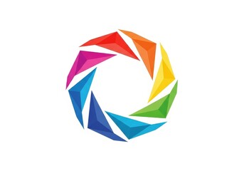 Poster - Global Spectrum Design - Dynamic, colorful geometric logo symbolizing unity, diversity, innovation, growth, and global connection