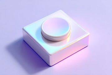 Poster - Colorful 3D button design with iridescent finish on a soft purple background