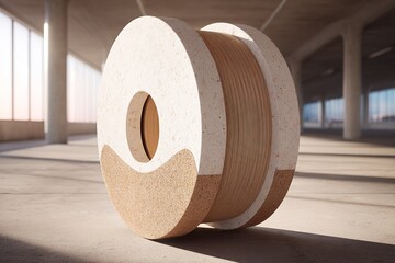 Poster - Modern design for a creative workspace featuring a sustainable material spool in a contemporary setting