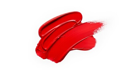 Poster - Red Paint Brush Stroke on White - Abstract red paint, vibrant color, brush strokes, artistic texture, creative expression