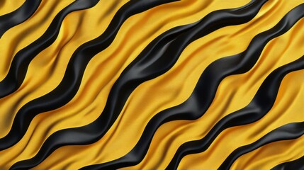 Wall Mural - abstract wavy black and gold fabric texture.