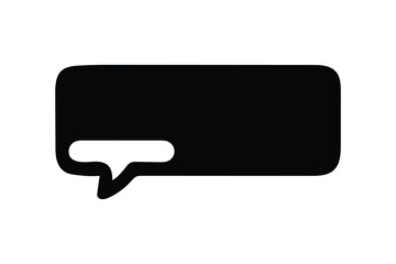 Bold Black Speech Bubble Text Box; Minimalist Modern Design, Blank, Empty, for Messaging App Interface.