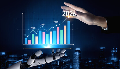 Poster - AI enhances business forecasting by analyzing historical data, detecting growth patterns, and predicting future performance for strategic business decisions. Vouch