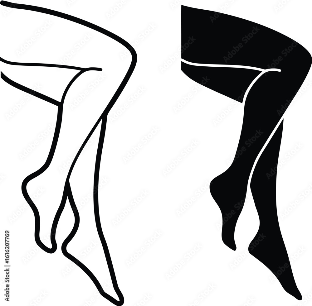 Legs Icons. Black and White Vector Illustration. Human Lower Limbs ...