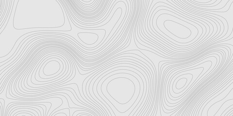 Fototapete - Grey topography map for geographic mountain landscape terrain grid with contour lines for modern seamless ornament design, geographic relief map grey abstract wave shapes curvy line trendy design.
