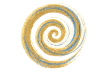Poster - Golden and blue threads intertwining, forming a mesmerizing spiral on a transparent background, perfect for design projects