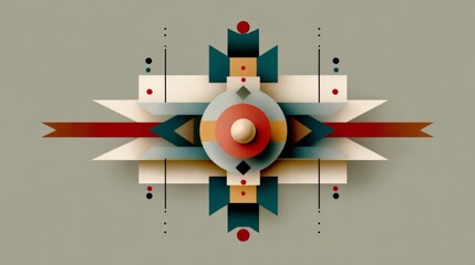 Poster - Colorful abstract design with a red circle in the middle