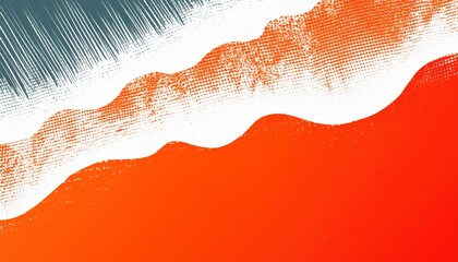 Wall Mural - vivid orange halftone wave with abstract gradient texture and bold white space for modern branding o