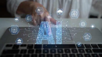 Poster - AI Assistant Brain Processor with LLM Technology, Big Data, Machine Learning, Generative AI for Business Support, Future Agentic AI Technology and Artificial Intelligence Prompt Engineering. Spline