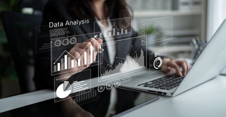 Poster - Business data analysis dashboard showing charts, statistics, and performance metrics for decision-making, revenue tracking, and strategic planning in organizations Latch