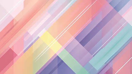 Aufkleber - Abstract, colorful, geometric shapes in pastel tones. Diagonal lines overlap in a vibrant design