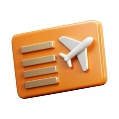 Poster - 3d airplane ticket with boarding pass elements isolated on transparent background