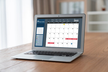 Poster - Calendar on computer software application for modish schedule planning for personal organizer and online business