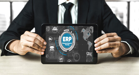 Poster - ERP enterprise resource planning software for modish business to plan the marketing strategy