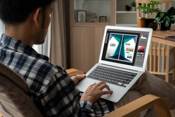 Poster - Graphic designer software for modern design of web page and commercial ads showing on the computer screen