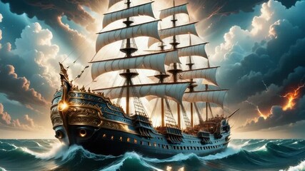 Wall Mural - large vessel on still waters