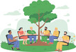 © Saifur Rahman - Diverse Team Meeting Outdoors Under Tree Discussing Sustainability and Environmental Responsibility