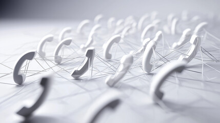 Poster - Modern communications network featuring white telephones and sleek lines