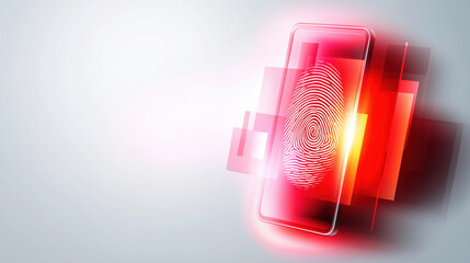 Poster - Smartphone features a colorful fingerprint scanner in an abstract design