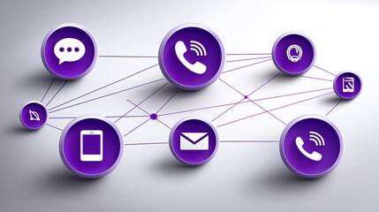 Poster - Communication icons connected by network lines in a modern design