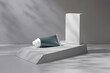 © Walid Forhad - Minimalist Product Mockup Featuring a Tube and Box on a Geometric Platform with Natural Light and Shadows for Branding and Marketing