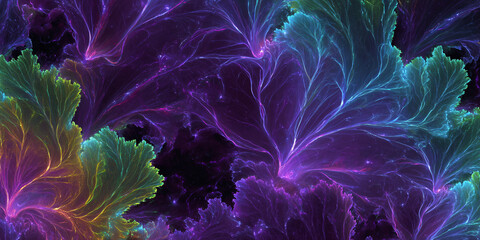 Poster - Abstract fractal background. dark background. banner. design. fantastic. neon glow.