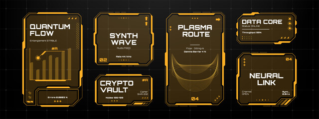 Poster - HUD vector graphic with futuristic dashboard elements. Abstract digital interface for data visualization and cyber technology.