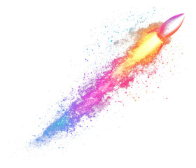 Canvas Print - png colorful rocket light glitter colors space art.