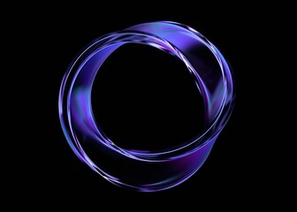 Poster - Abstract glass shape with neon reflections, 3d render
