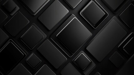 Poster - Abstract Dark Geometric Pattern: Black Rectangular and Square Shapes