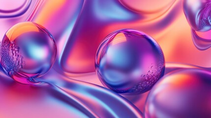 Poster - Abstract Colorful Spheres on Iridescent Surface