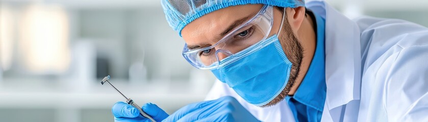 Poster - Focused Scientist Conducting Experiment in Modern Laboratory