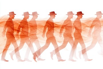 Poster - Abstract Walking Figure with Flowing Red Smoke Effects