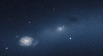 Poster - galactic spiral and dwarf galaxies in deep space