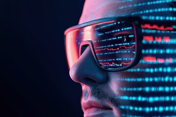 Poster - Person Wearing Sunglasses Reflecting Data and Technology