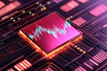 Poster - Digital Circuit Board with Graphical Data Visualization