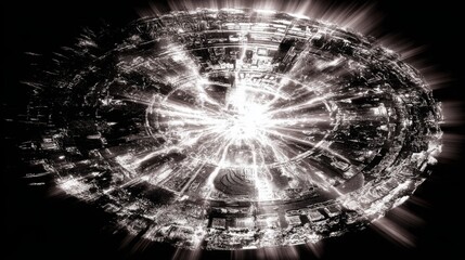 Poster - Urban cityscape with lights icon concept for quantum crypto insight visuals featuring analysis and graphical elements